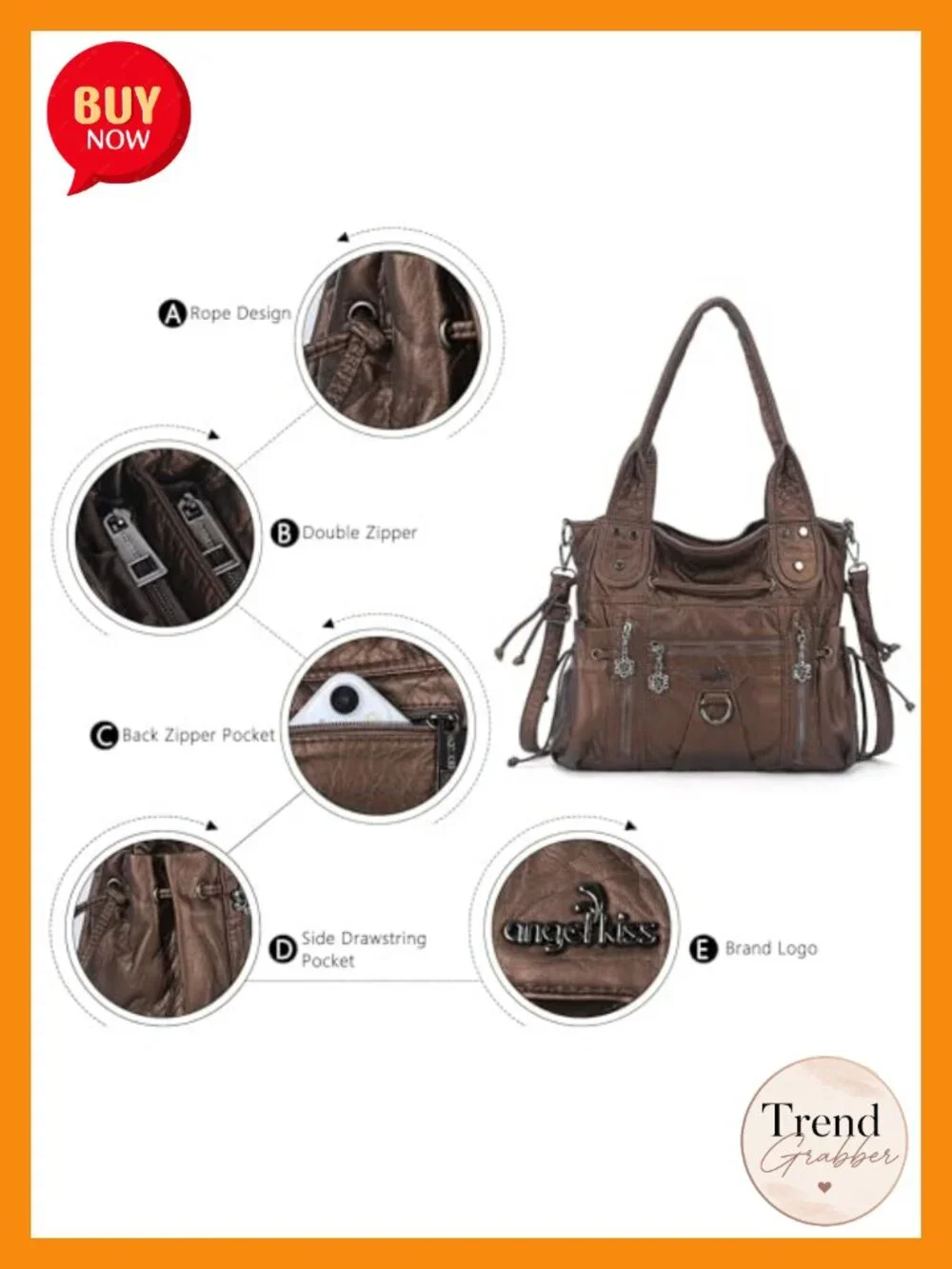 Large Hobo Shoulder Bag Faux Leather Crossbody Tote Purse